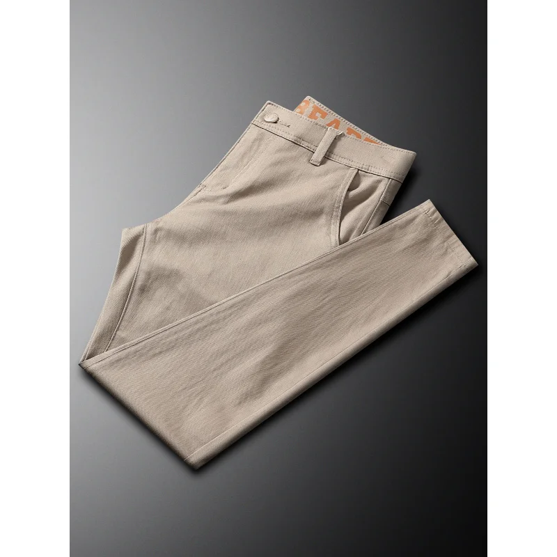 

Джинсы цвета хаки, мужские повседневные универсальные осенние новинки 202, деловая мужская одежда, эластичные маленькие прямые брюки, простые