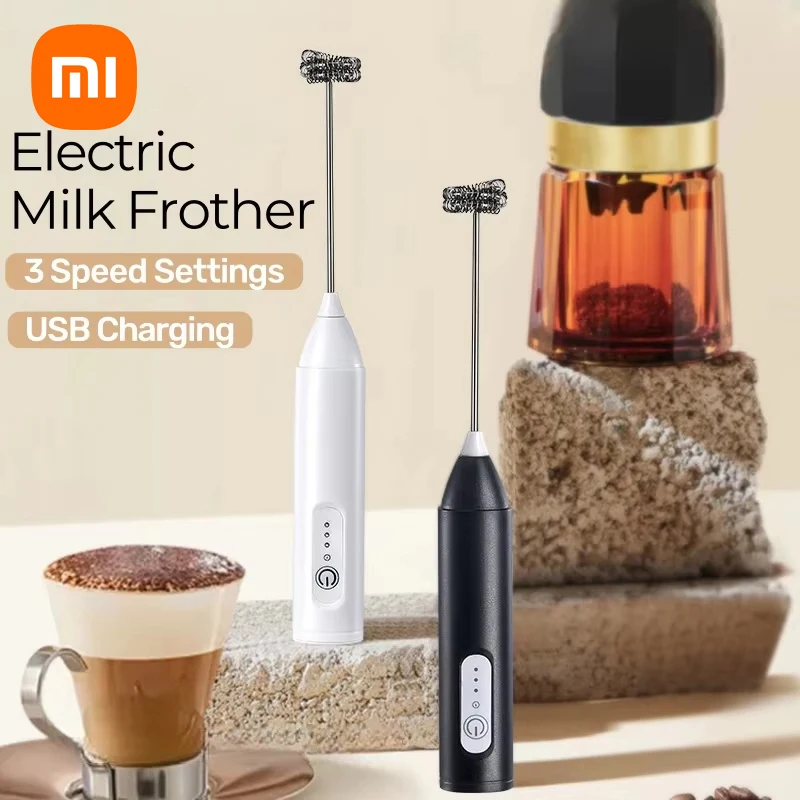 Xiaomi sem fio batedores de leite elétrico recarga usb 3 velocidades liquidificador portátil pequeno fabricante espuma café batedor para café cozinha