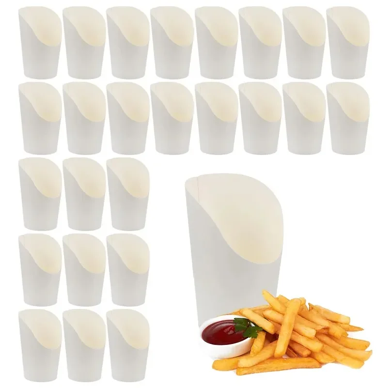50/100PCS Kraft Paper French Fries Cup Slanted Mouth Fries Cup Birthday Weeding Christmas Party Disposable Food Containers