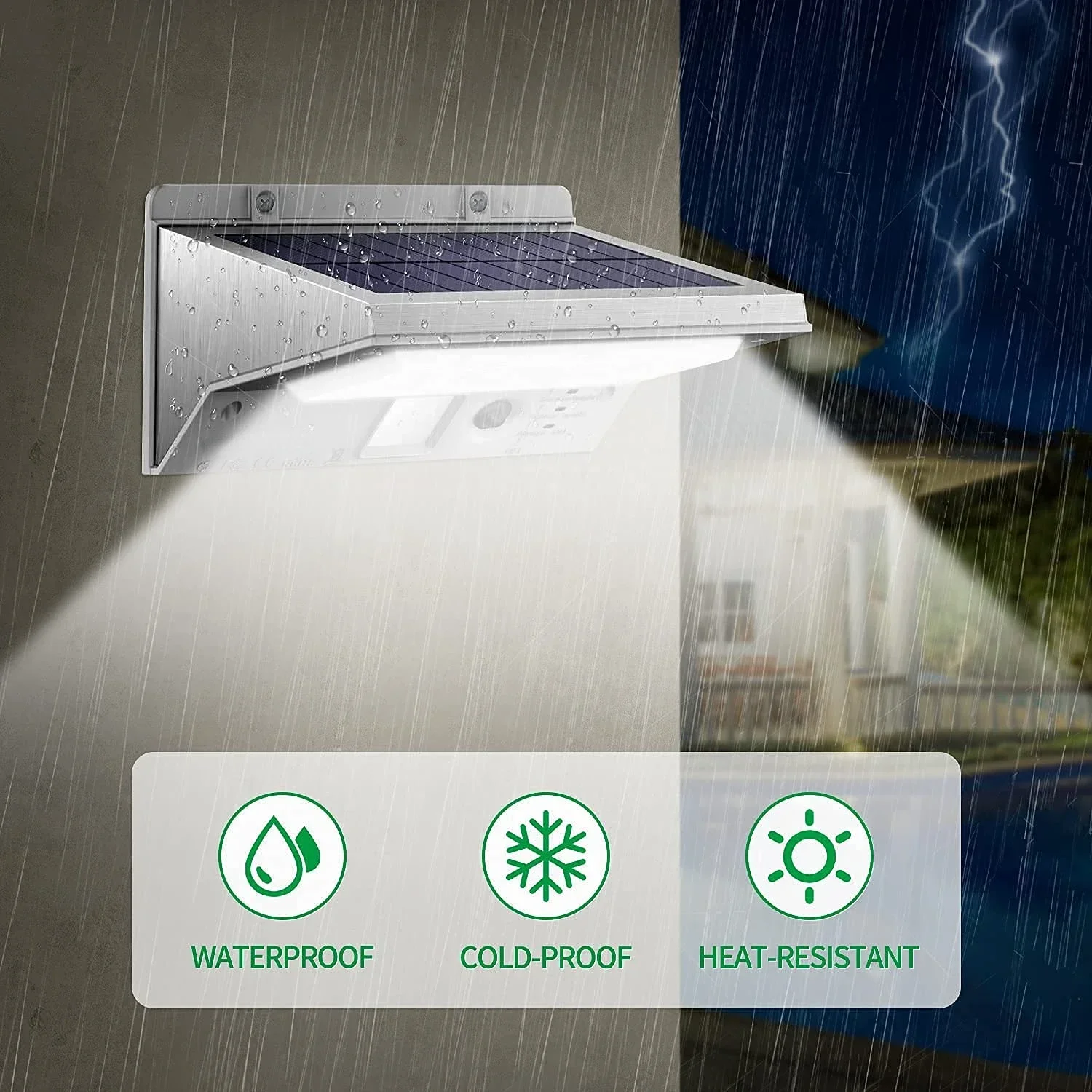 Lâmpadas solares LED para jardim Luzes ao ar livre Refletor impermeável Luz de parede de garagem Lâmpada de parede