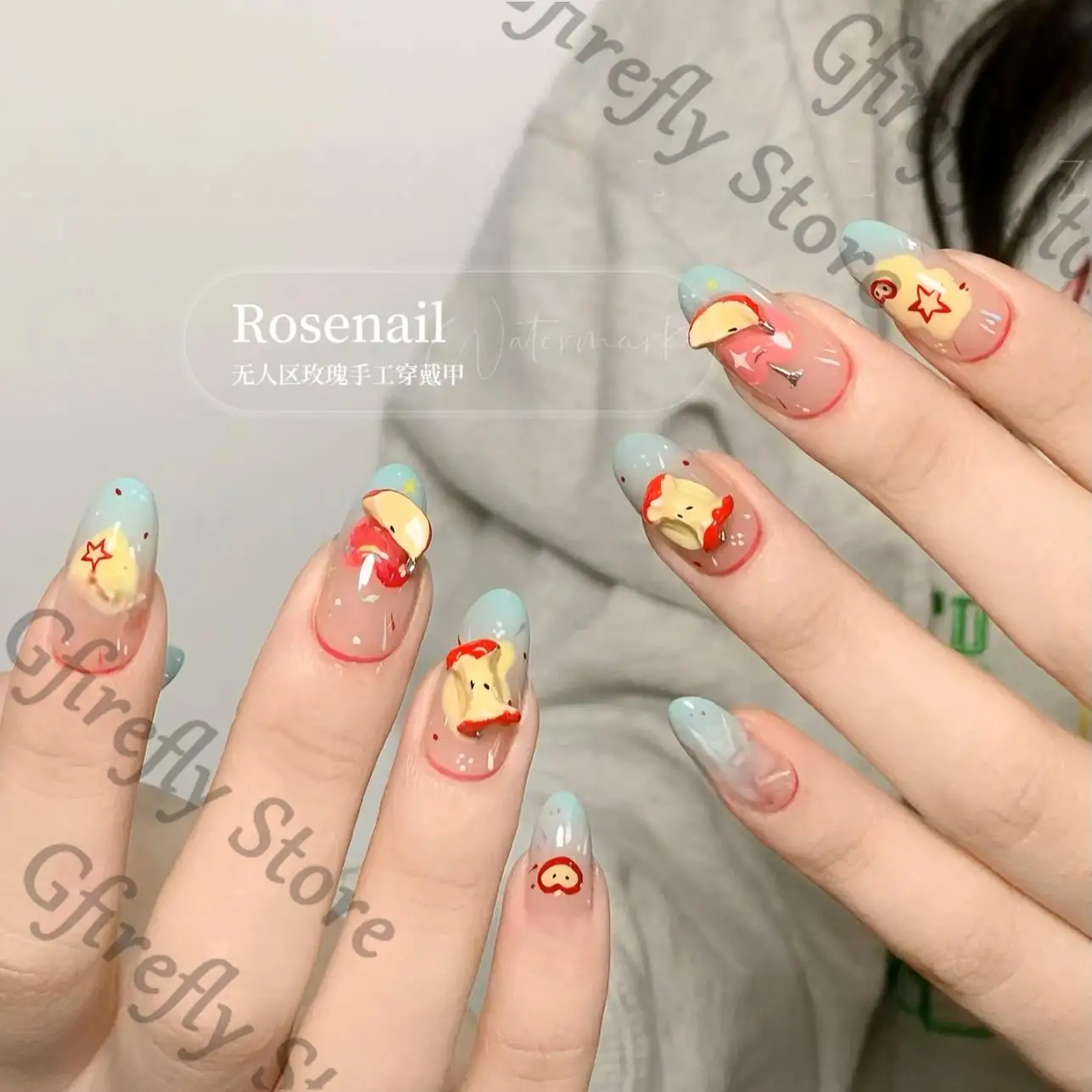 

Press-on Nails Anime Caleb Manicure Delicacy Craft Love and Deepspace Exquisite Stereoscopic Apple Fingernail Cosplay Gift