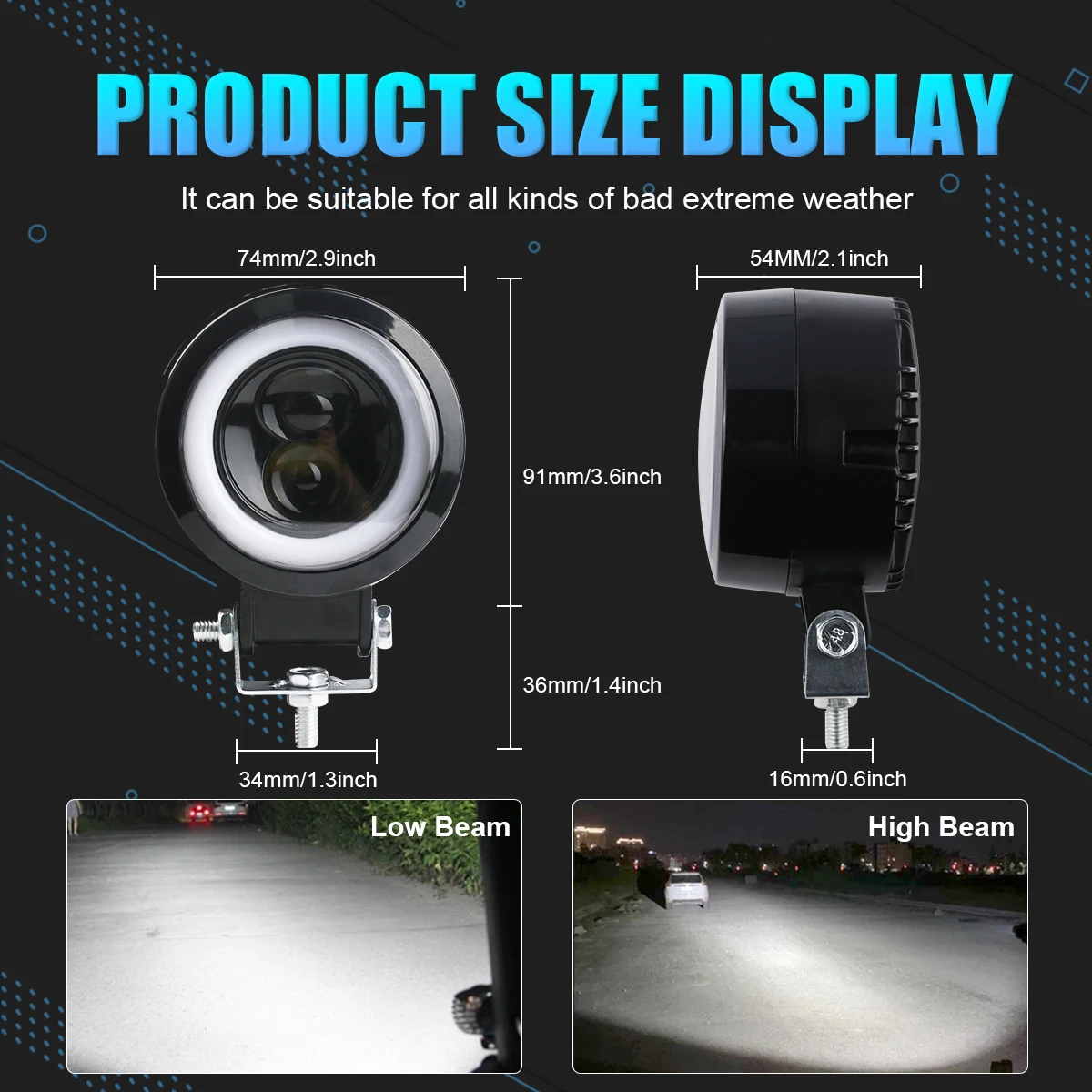 2PCS Round Fog Light 4 Inch LED Fog Light Bulb LED Headlights Auto Fog Lamps Light Spotlights Front Driving Fog Lights for Car