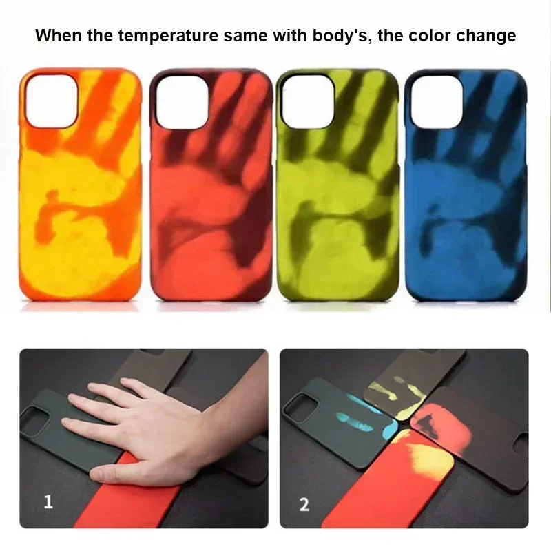 Temperature Sensing Discoloration Phone Case Back Cover For iPhone16 15 14 13 Pro Max 12 XS Max XR 8 7 Plus Thermal Sensor Cover