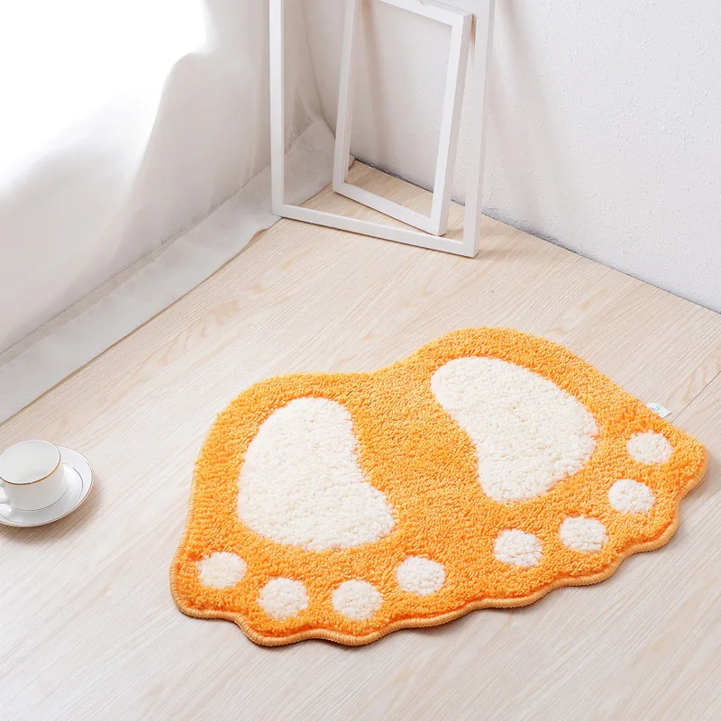 Cartoon Foot Bath Floor Mat Faux Cashmere Bathroom Absorbent Irregular Footpad Comfortable Easy To Clean Furry Home Decoration