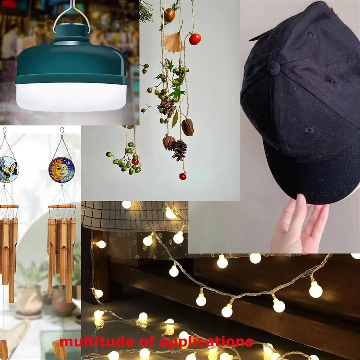 Home Tool No Hole No Drilling Adhesive Ceiling Hooks for Hanging Plants Lights Wind Chimes Lantern, Sticky J Hooks Eye Hook