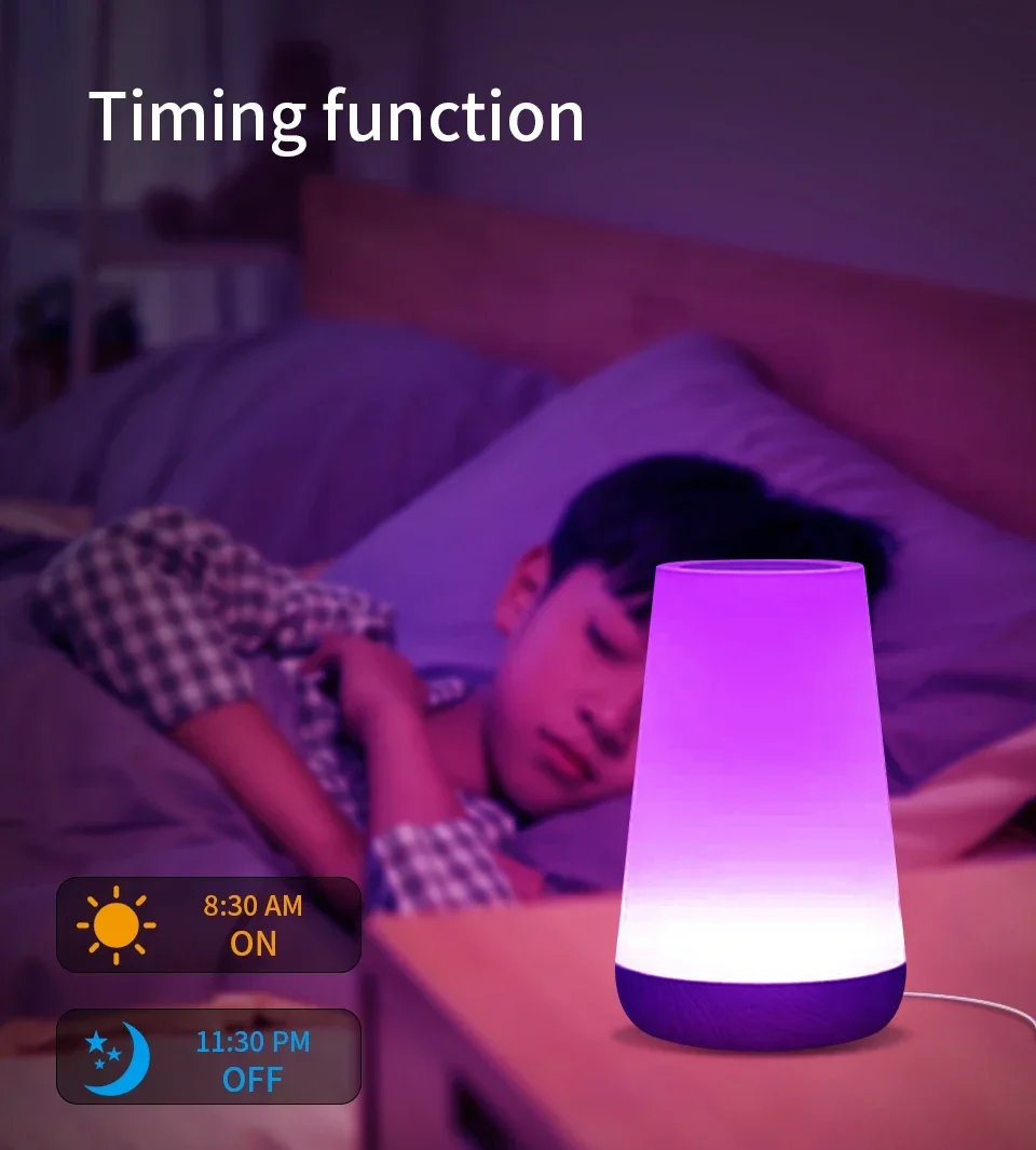 Tuya WiFi Smart Light Bedside Led Night Lights Dimmable Table Lamp RGB Touch Lamp Voice APP Control Google Home Alexa Smartlife