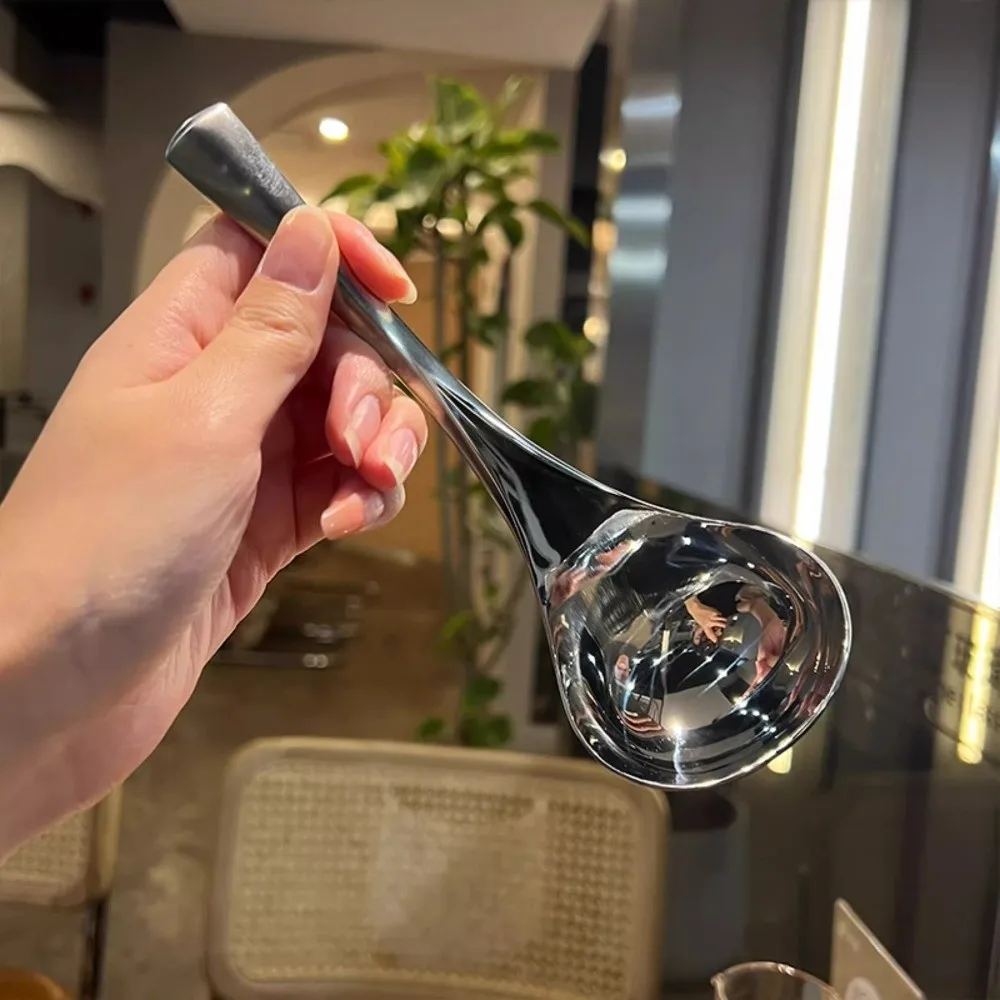 Minimalist Stainless Steel Stainless Steel Spoon Long Handle Thicken Hot Pot Scoops Durable Kitchen Spoon Kitchen Use