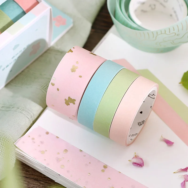 6roll/set Solid color Washi tape Stick Labels Decorative collage DIY Scrapbooking Junk Journal Supplies