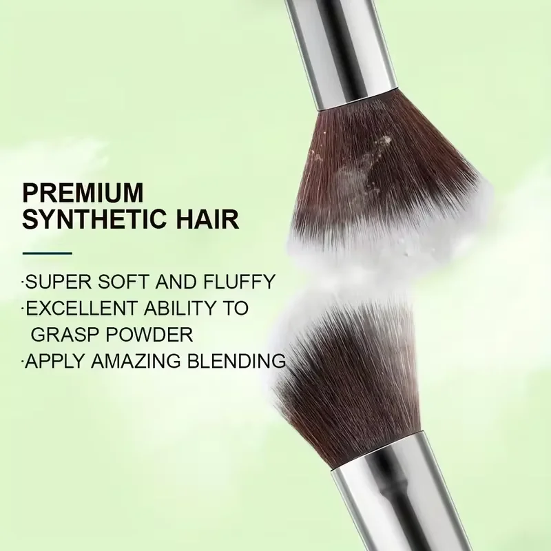 Set de Brochas de Maquillaje Profesional con Mango de Madera, Herramientas de Maquillaje Suaves y Esponjosas, Brochas para Base, Corrector, Polvo, Rubor, Difuminado para el Rostro