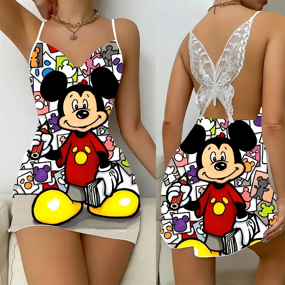 2024 Summer Sleevesless Sleepwear for Women Sexy Charming Female Suspender Sleeping Dress Cartoon Pattern Lace Women's Nightwear