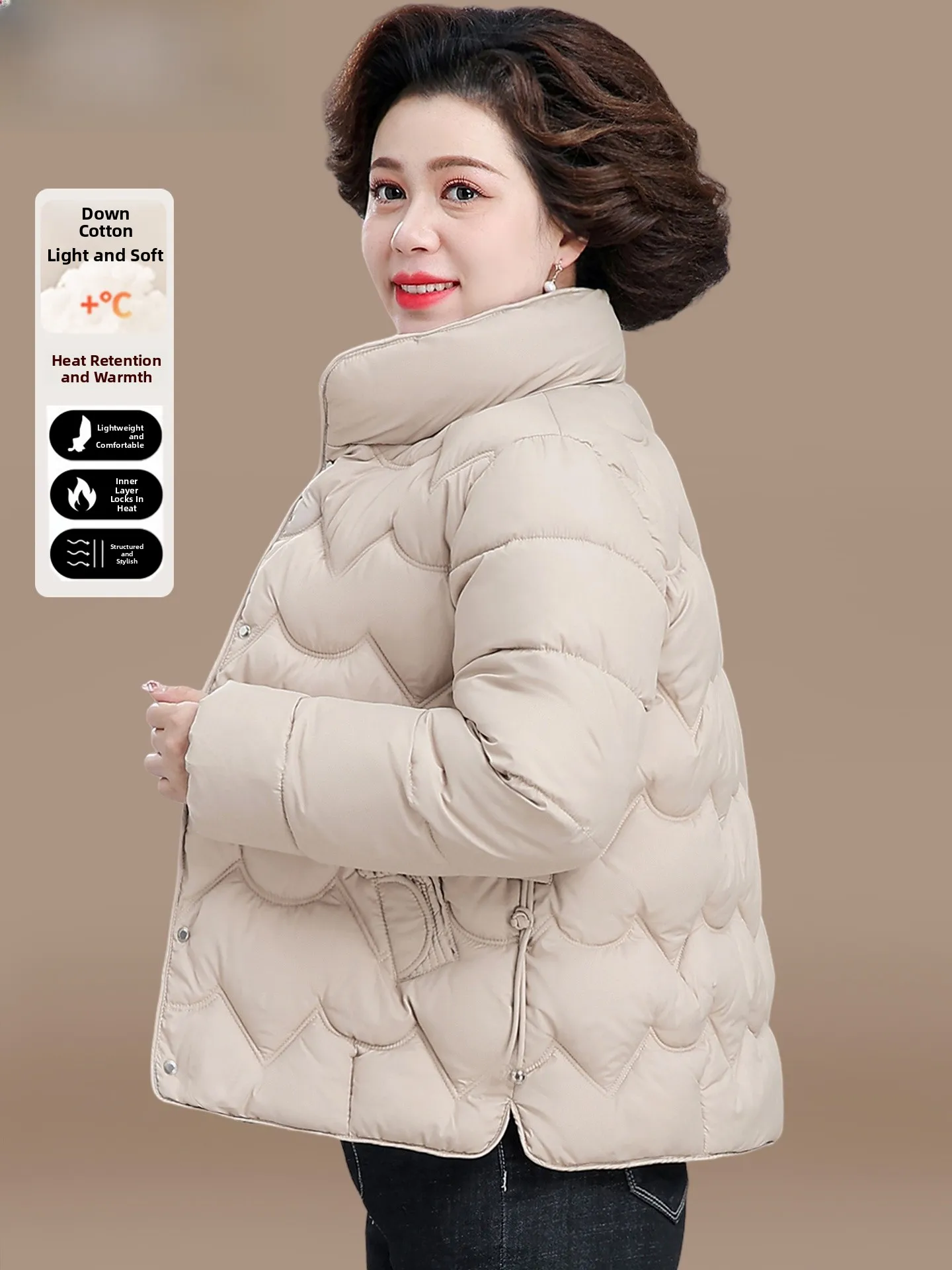 

Теплая короткая пуховая куртка для женщин среднего возраста, зимняя одежда, легкое хлопковое пальто, повседневное, ветрозащитное