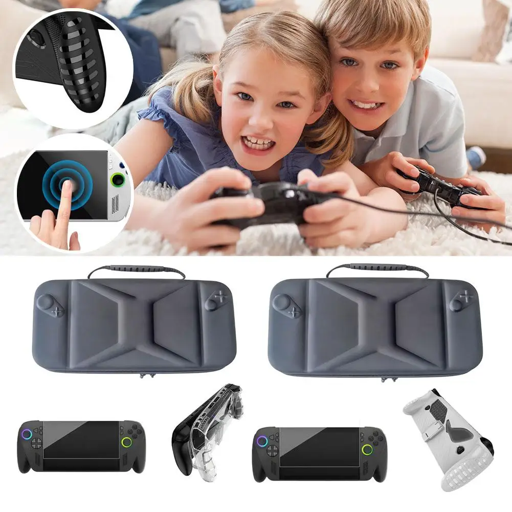 

For ROG Ally X Handheld Game Console Accessories Bundle Hard Shell Waterproof Storage Bag + Tempered Glass Screen Protector