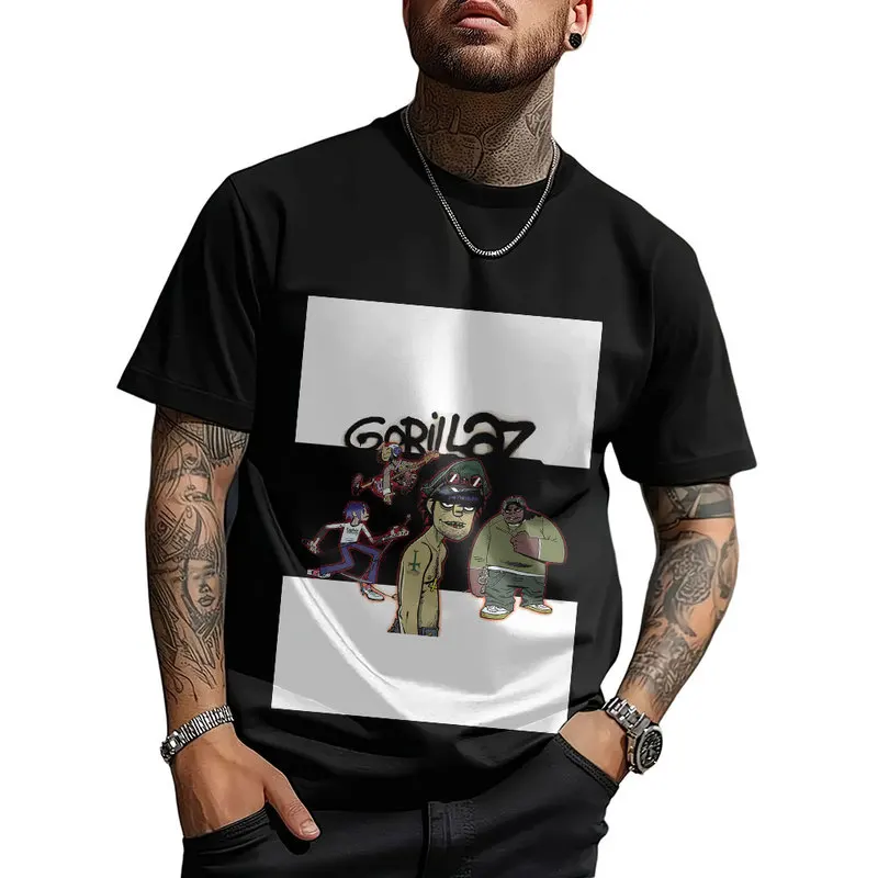 Gorillaz Virtual Rock Band Graphic T‑shirt Unisex Vintage Y2K Tee Hip Hop Streetwear 0824 Casual Cotton Tops S-6XL Fan Gift
