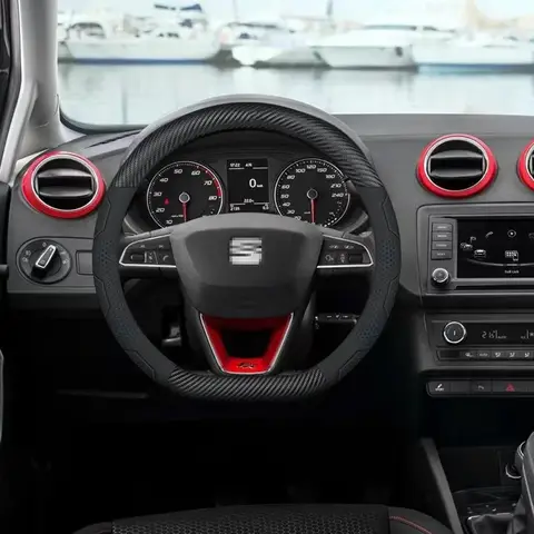 Funda para volante de coche, accesorio para Seat Leon 5F, MK2, MK3, IBIZA, Alhambra, Arona, Ateca, Exeo, Mii, Tarraco, Arosa, Toledo