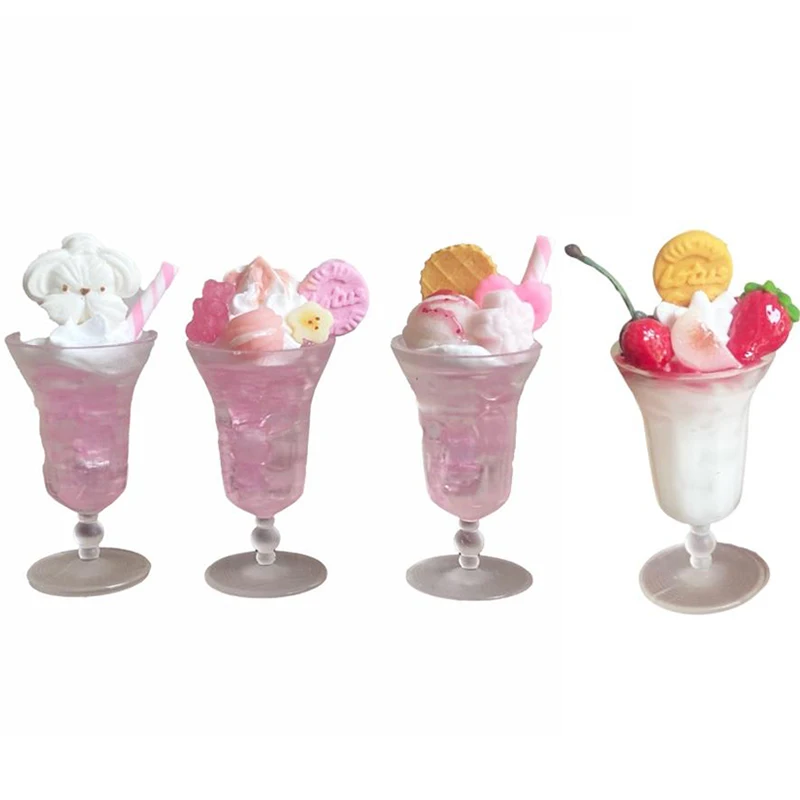 1 pz casa delle bambole in miniatura cibo rosa tazza di gelato modello di bevande giocattolo per accessori per bambole decorazione della casa delle bambole regalo per bambini