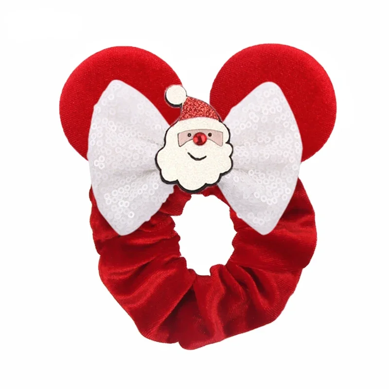 10 Stks/Partij Disney Christmas Mouse Ears Velvet Hair Scrunchies For GirlsWomen Sequins 4\