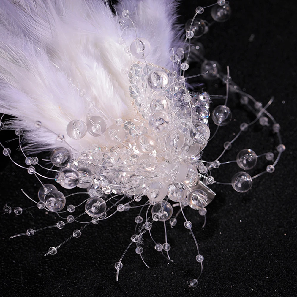 Handmade Feather Headpiece Rhinestones Hair Clips Hair Barrettes Hair Accessory for Bridal Bridesmaid Hair Clip Wedding Party