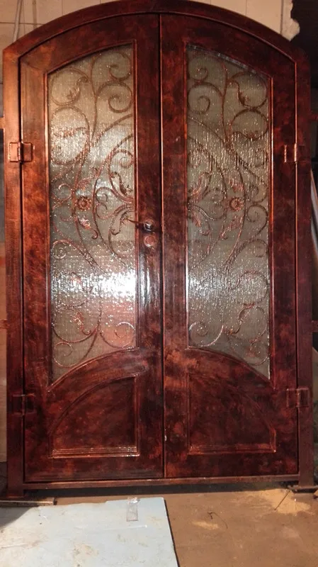 China French Door Iron Double Security Doors Entrance Solid Iron Steel Grill Entry Door Design Home Modern Front Door