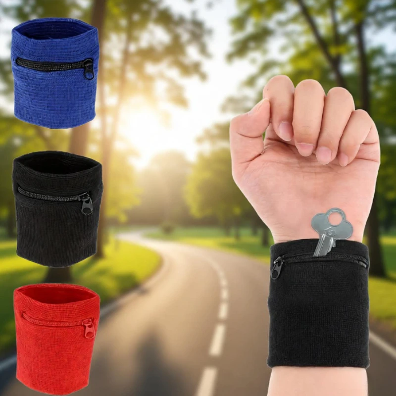 1pc  Zipper Wrist,Wrist Sweat Bands with Zipper,Outdoor Spor
