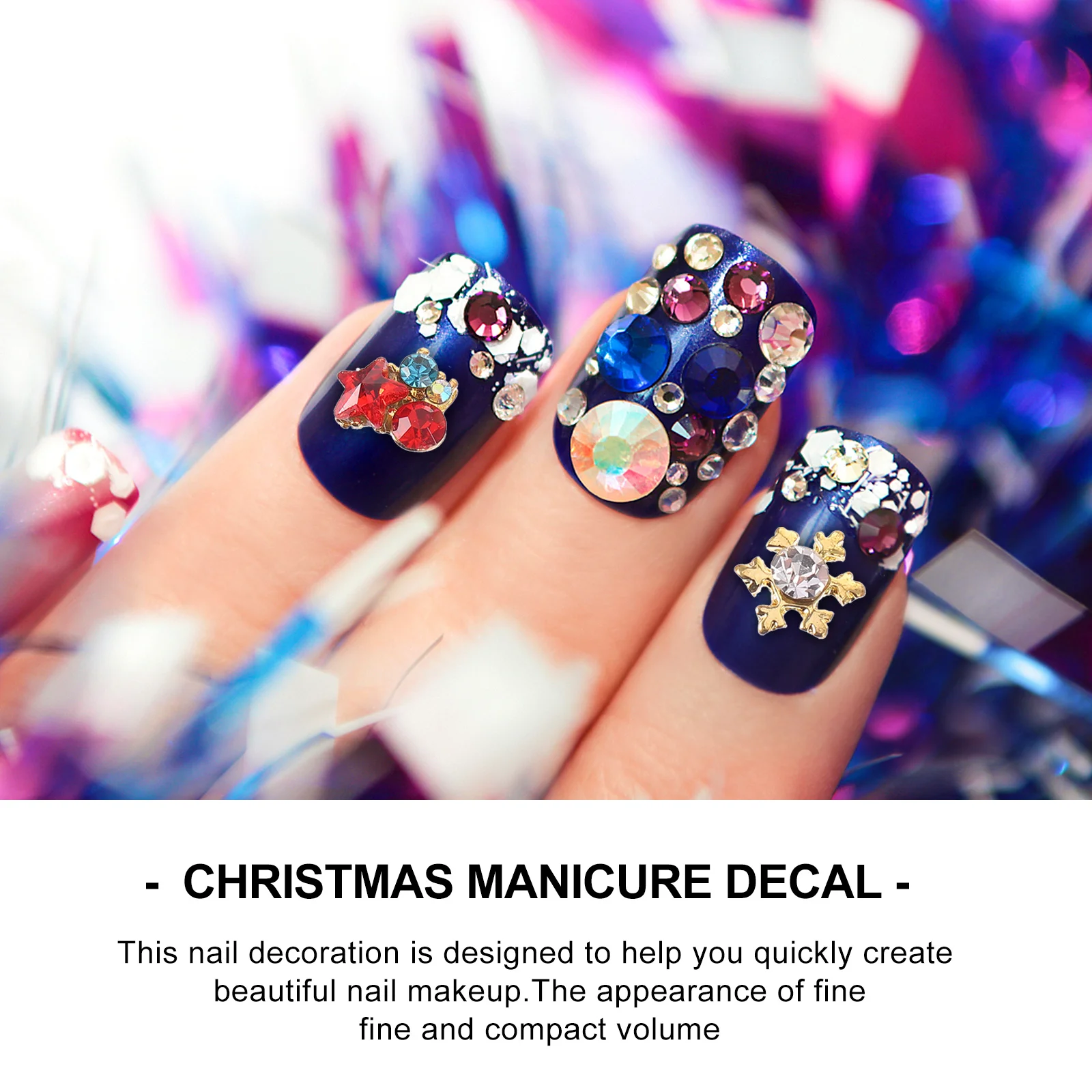 

12Pcs Nail Sticker Christmas Style Durable Manicure Patch Holiday Nail Art Charms Accessories Manicure Patch Alloy Nails Sticker