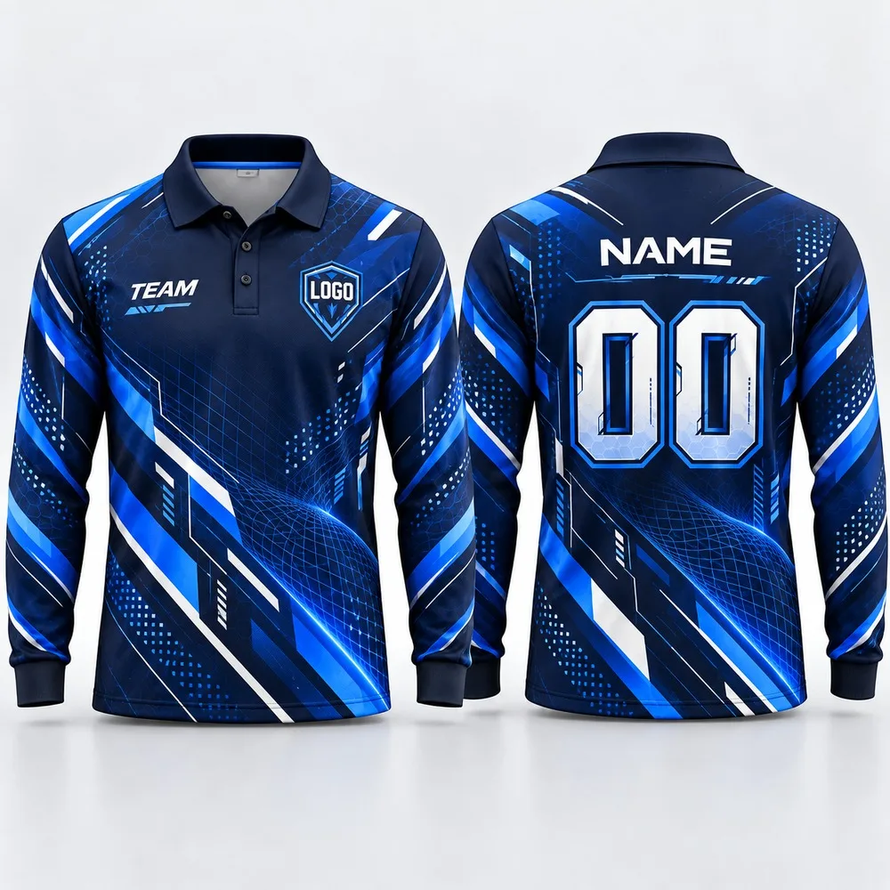 Free Custom Corporate Team Long Sleeve Polo Shirt for Men Name Number Logo Print Polyester Personalized Uniform Casual Outfit