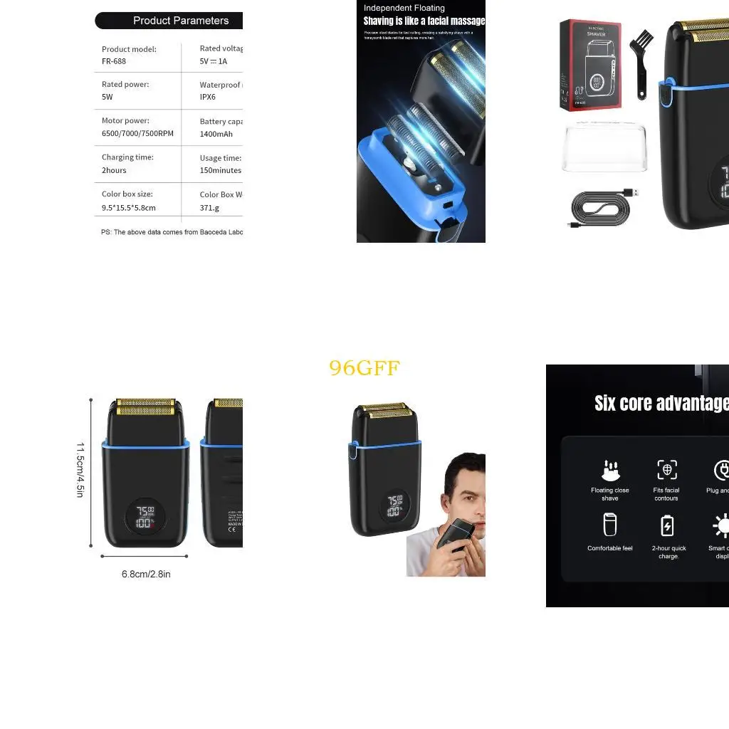 

96GF Двойная голова мужская карманная бритва USB зарядка борода триммер для деловых поездок