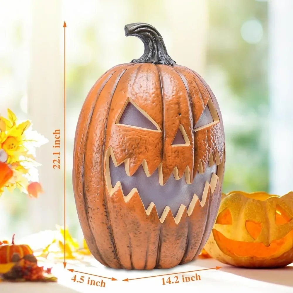 Halloween Pumpkin Lantern, Light Up Jack O Lantern Pumpkin, Shadow Control Sensor Colorful Lights Pumpkin with Ghastly Laughter