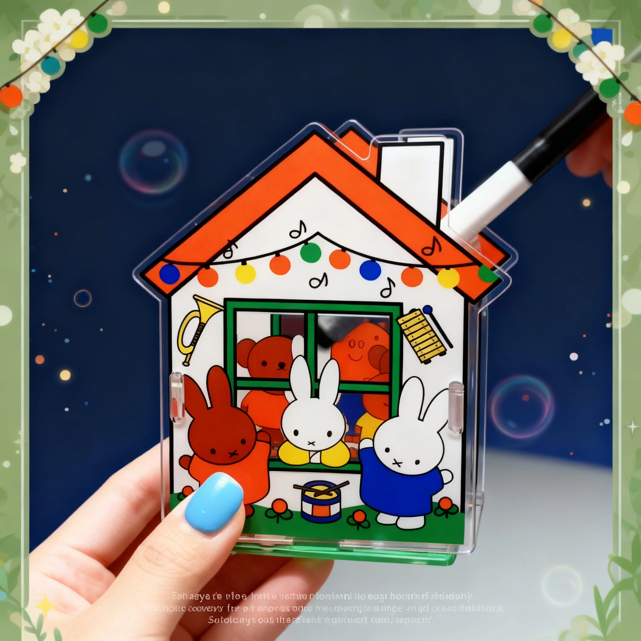 Cute Square Miffy Rabbit Cartoon Desktop Pen Holder Student Pen Holder Makeup Brush Stationery Storage Friends' Small Gifts