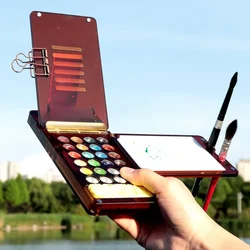 Watercolor Sketching Acrylic Palette Portable Easel Outdoor Travel Art Watercolor Painting Creation Paint Palette Painting Box