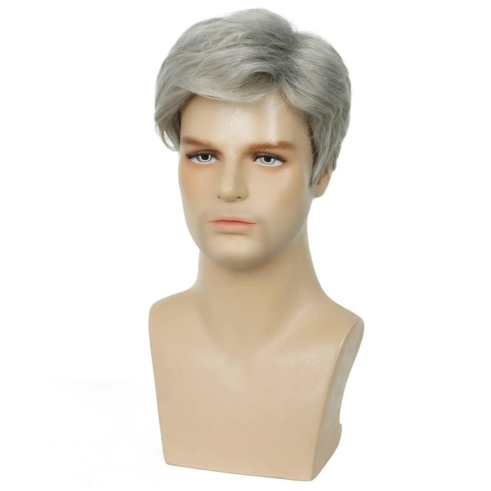 

Stylish and Fluffy Short Hair Grey Blonde Synthetic Wig for Men
