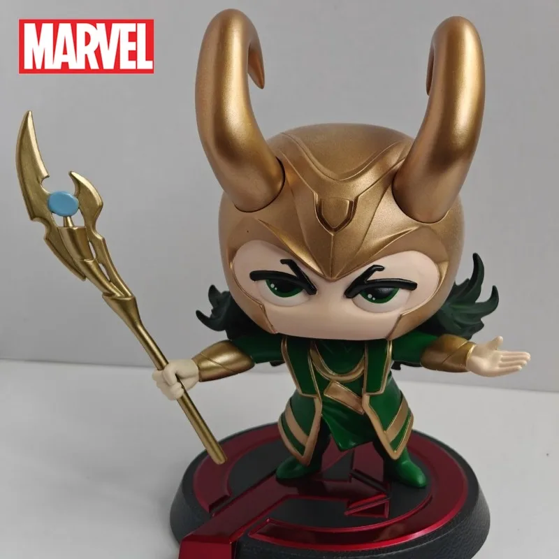 

Фигурка Локи Marvel: коллекционная кукла с качающейся головой, милая мультяшная фигурка героя, в коробке, украшение для рабочего стола, подарок на день рождения ребёнка