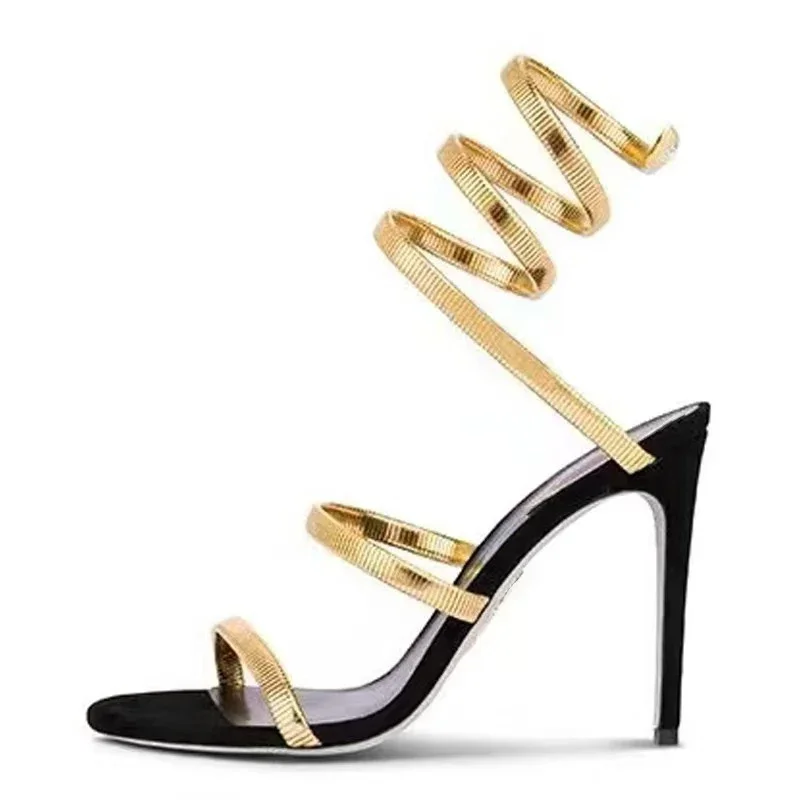 Sandalias tacón alto doradas y plateadas mujer – Fiesta y graduación - imagen 2