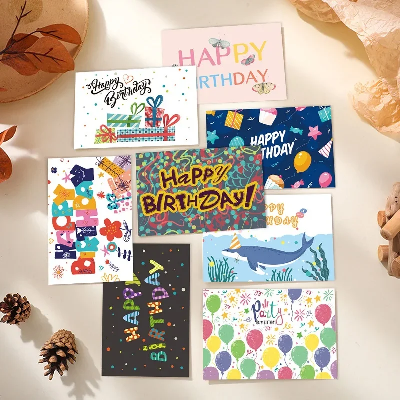 12pcs Happy Birthday Greeting Card With Envelope Birthday Party Invitation Cards For Kids Adults Folded Gift Cards Message Card