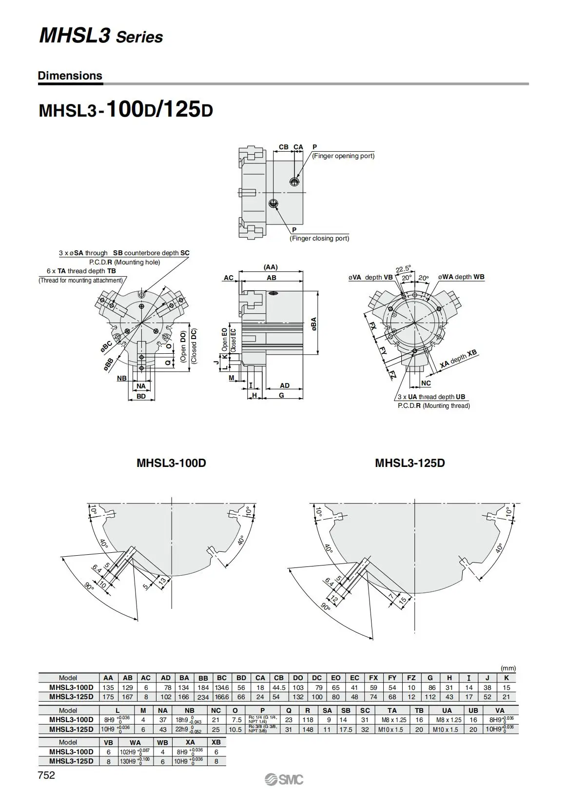 MHSL3 Pneumatischer Drei-Klauen-Zylinder Parallelklemme Manipulator mit Erweiterter Öffnung MHSL3-16-125D – Detail 11