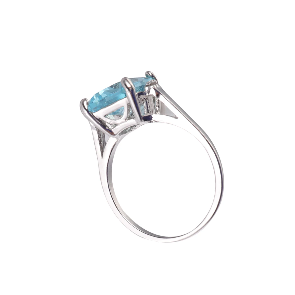 

Light Blue Topaz Ring Alloy Material Stone Jewelry For Engagement Wedding Proposal Rings For Women Everyday Use