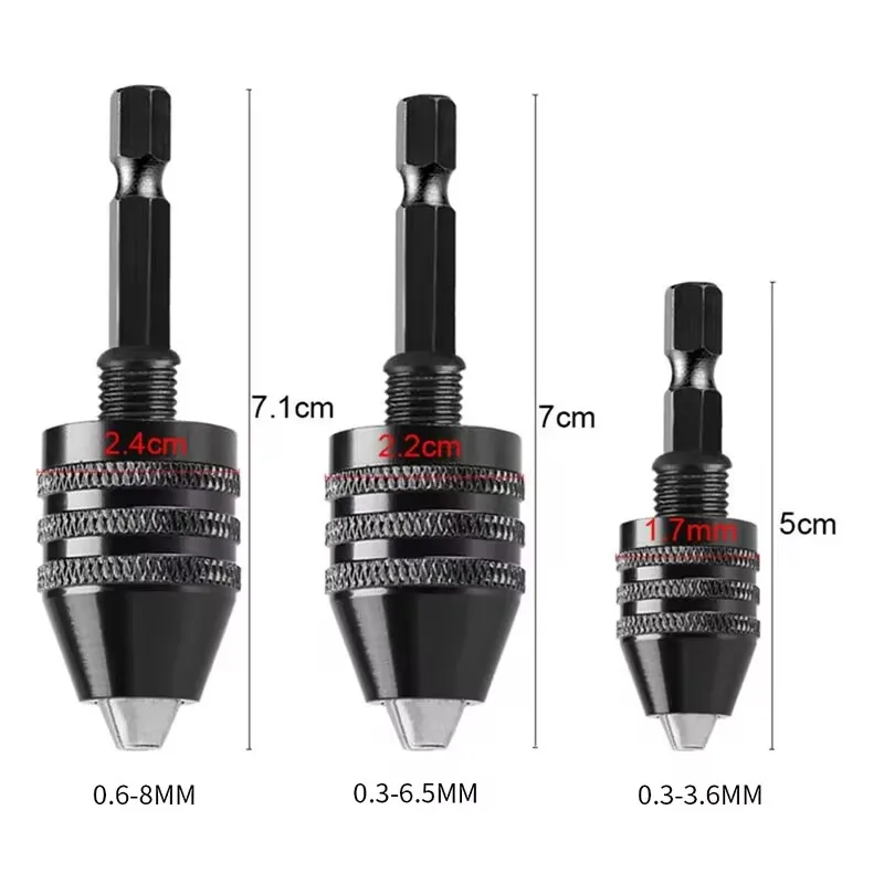 Keyless Drill Chuck 0.3-8mm Self-Tighten Electric Drill Bits Collet Fixture Tools 1/4\