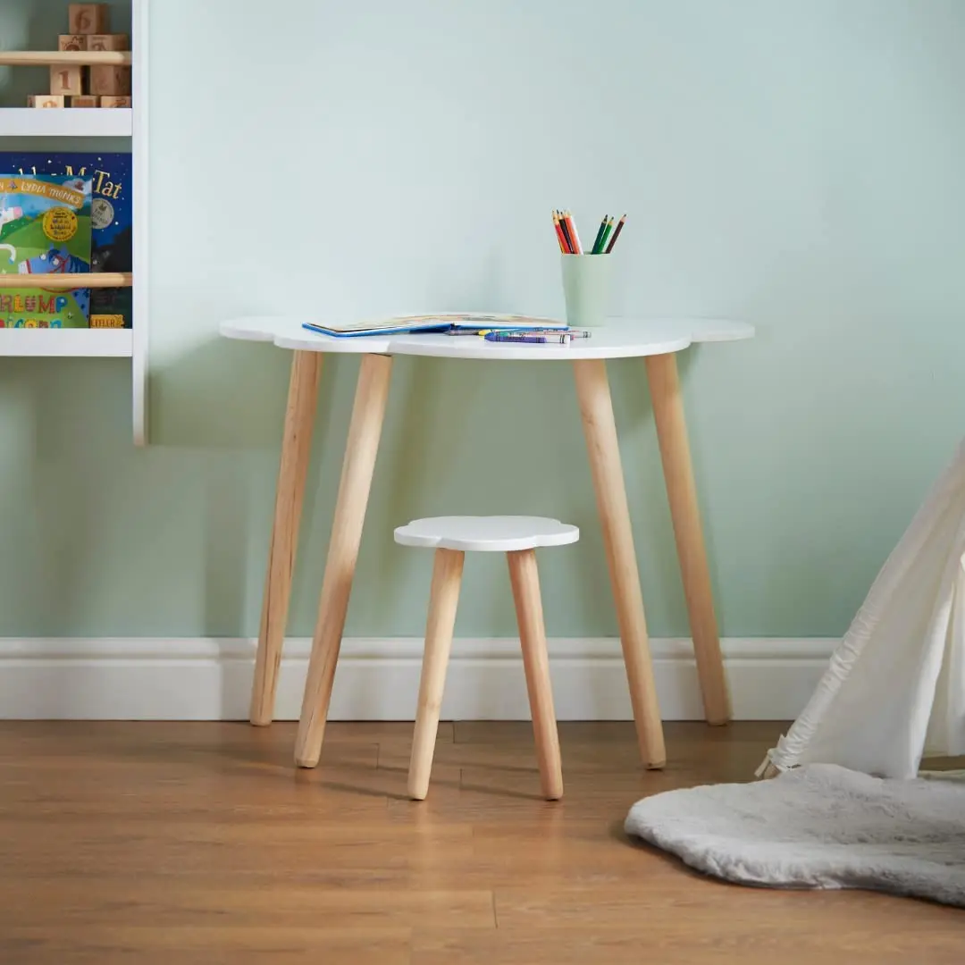 Cloud Wooden Children Table And Chair Set Writing Study Desk With Stool MDF