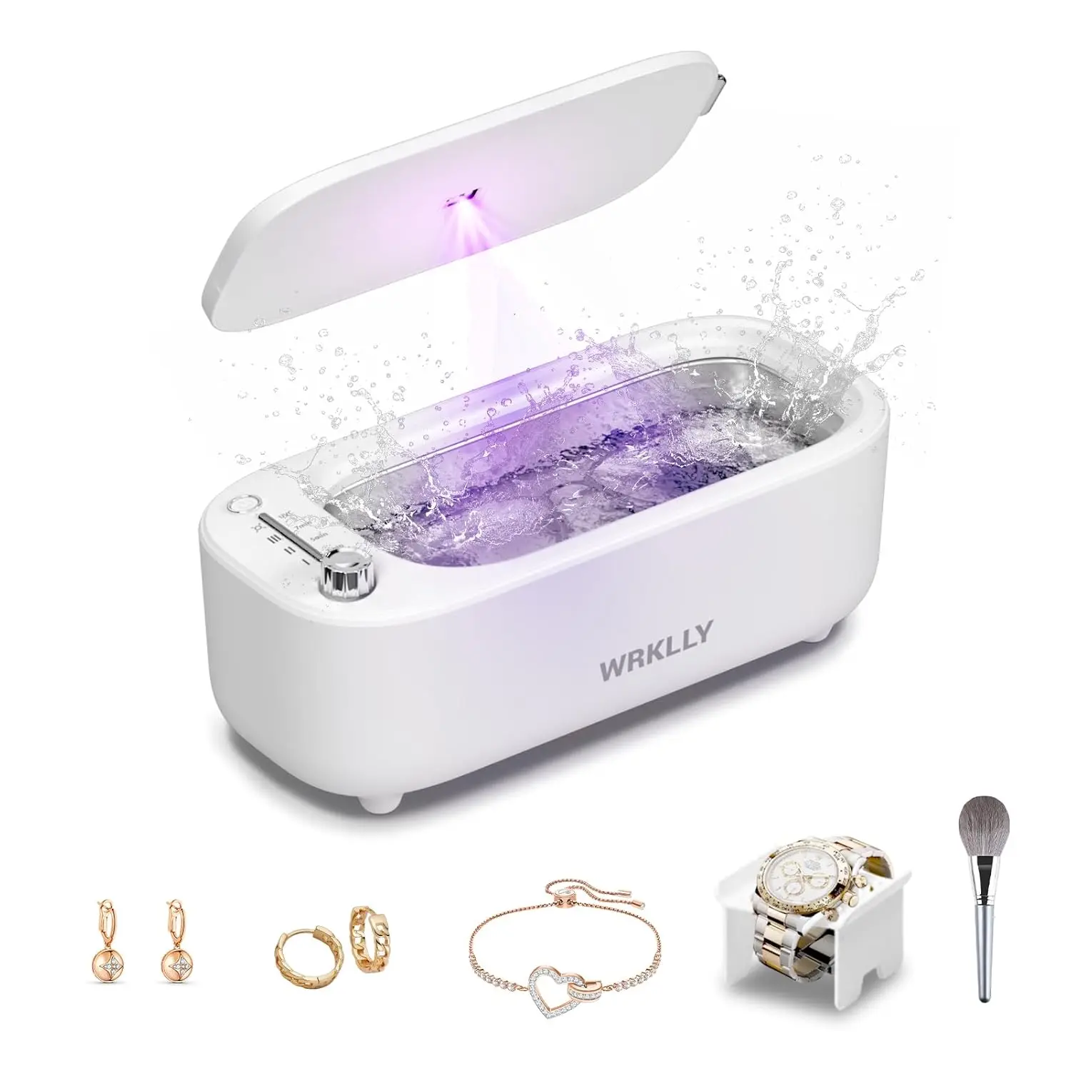 

Ultrasonic Jewelry Cleaner, 50KHz 14oz Professional Ultrasonic Cleaner Machine with 4 Timer Modes,304 Stainless Steel Tank