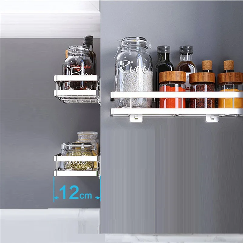 

Best-Wall-Mounted Multi-Storey Kitchen Shelf Detachable Storage Rack For Seasoning Products Punch-Free Shelf
