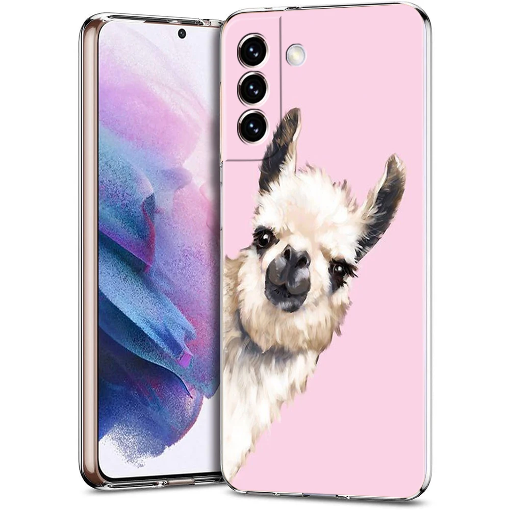 Lama Llama Alpacas Transparent Cover for Samsung Galaxy S24 S23 S22 S20 S21 FE Ultra S24 S23 S10 S10E S9 S8 Plus 5G Phone Case