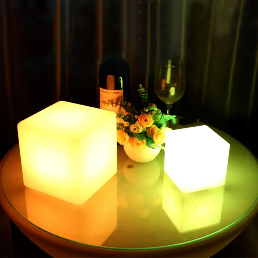 1PC Rechargeable LED Furniture Cube Stool Light Waterproof Cubic Night Light RGBW Bedroom Patio Pool Party Nursery Mood Lamp