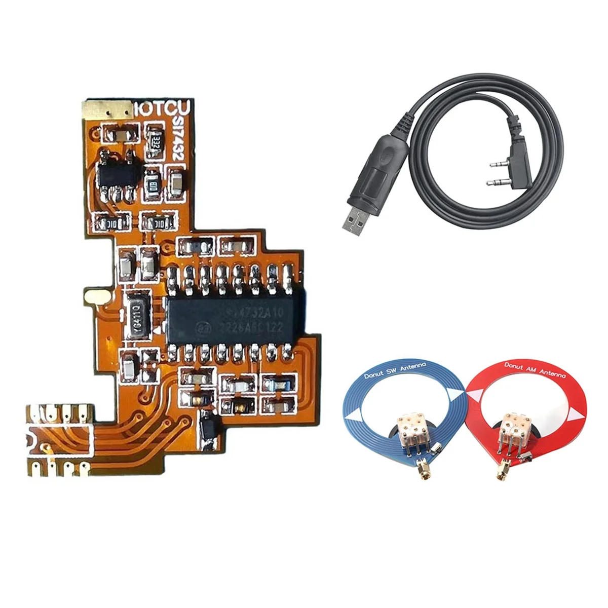 For K5 K6 SI4732 Board FPC Modification HF Shortwave Full Band Reception+2XDonut Antenna+USB Programming Cable