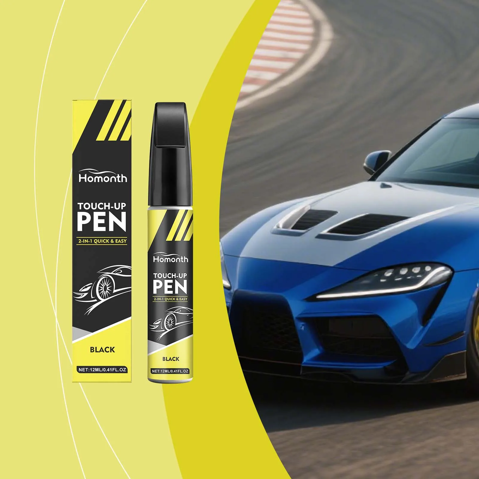 Homonth Car Quick Scratch Repair Pen - Easy to Use, Covers Minor Paint Imperfections, Glossy, Compact and Portable