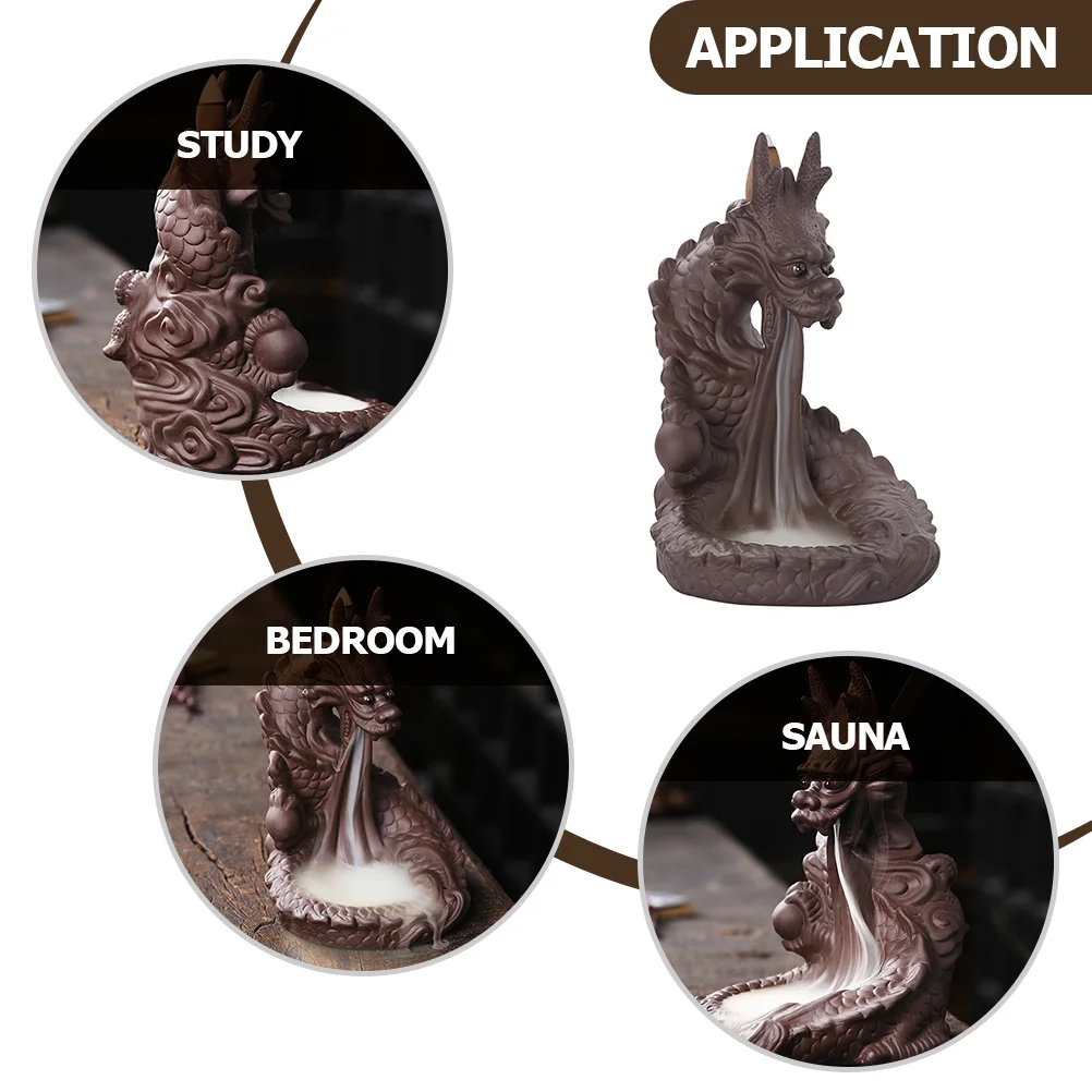 

Exquisite Dragon Backflow Incense Burner Purple Sand Censer for Zen Meditation Bedroom Study Stress Relief Decorative Cone