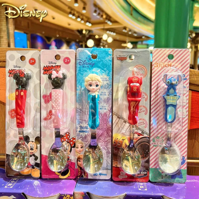 

Подлинная ложка Disney с Микки Маусом и Минни «Холодное сердце», принцесса, стежка, Майк, 3D ложка, милая мультяшная посуда, детские подарки на день рождения