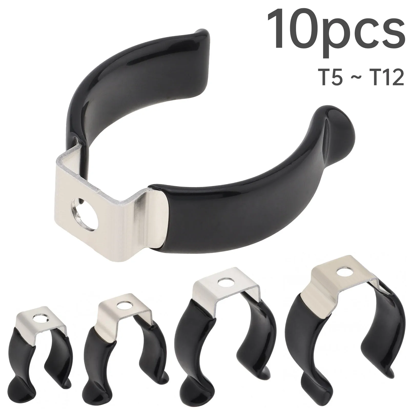 10pcs U Clips Holder Bracket T5-T12 Prevent Sagging Plastic Dipped Clamps Lamp Support Lampholder for LED Light Bulb/Pipe Clamps