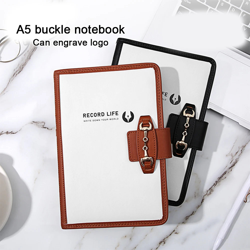 

(Logo Can Engrave) A5 Buckle Notebook, Thickened Business Notepad, Meeting Minutes, Student Diary, Replaceable Inner Pages