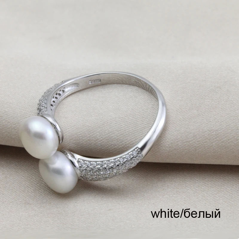 YouNoble natürlicher kultivierter Sterlingsilber-Perlenring für Damen, weißer doppelt verstellbarer Ring mit Perle, Ehefrau, Mutter, Geburtstagsgeschenk – Detail 2
