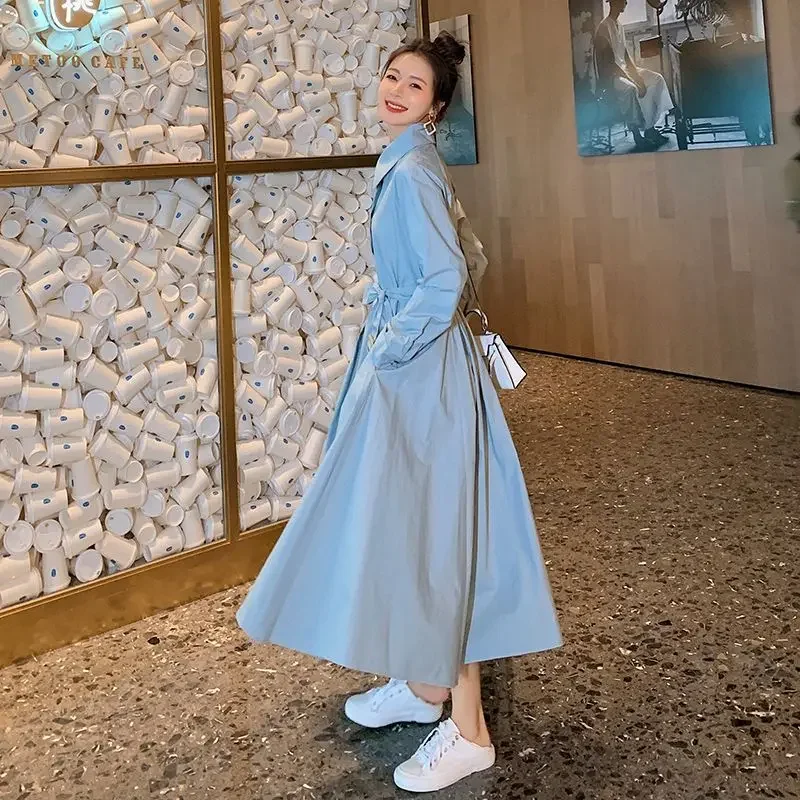 เสื้อเชิ้ตเดรสแขนยาวสีน้ำเงิน คอปกโปโล สำหรับผู้หญิง ดีไซน์เก๋ไก๋ สวยสง่า เหมาะสำหรับฤดูใบไม้ร่วงและฤดูหนาว คุณภาพสูง หรูหรา