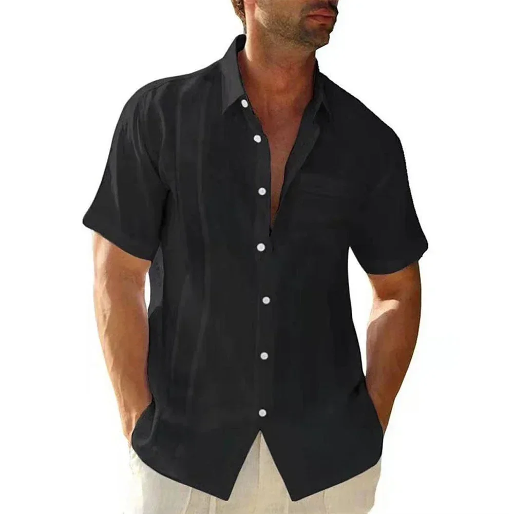 Men\'s Summer Guayabera Cuban Beach Tees Short Sleeve Dress Shirt Blouse Top– Stay Cool and Comfortable in Colors